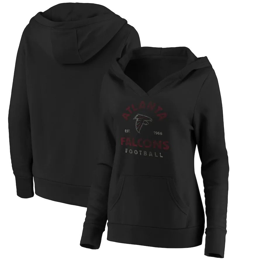 Women Atlanta Falcons Fanatics Branded Black Vintage Arch V-Neck Pullover Hoodie